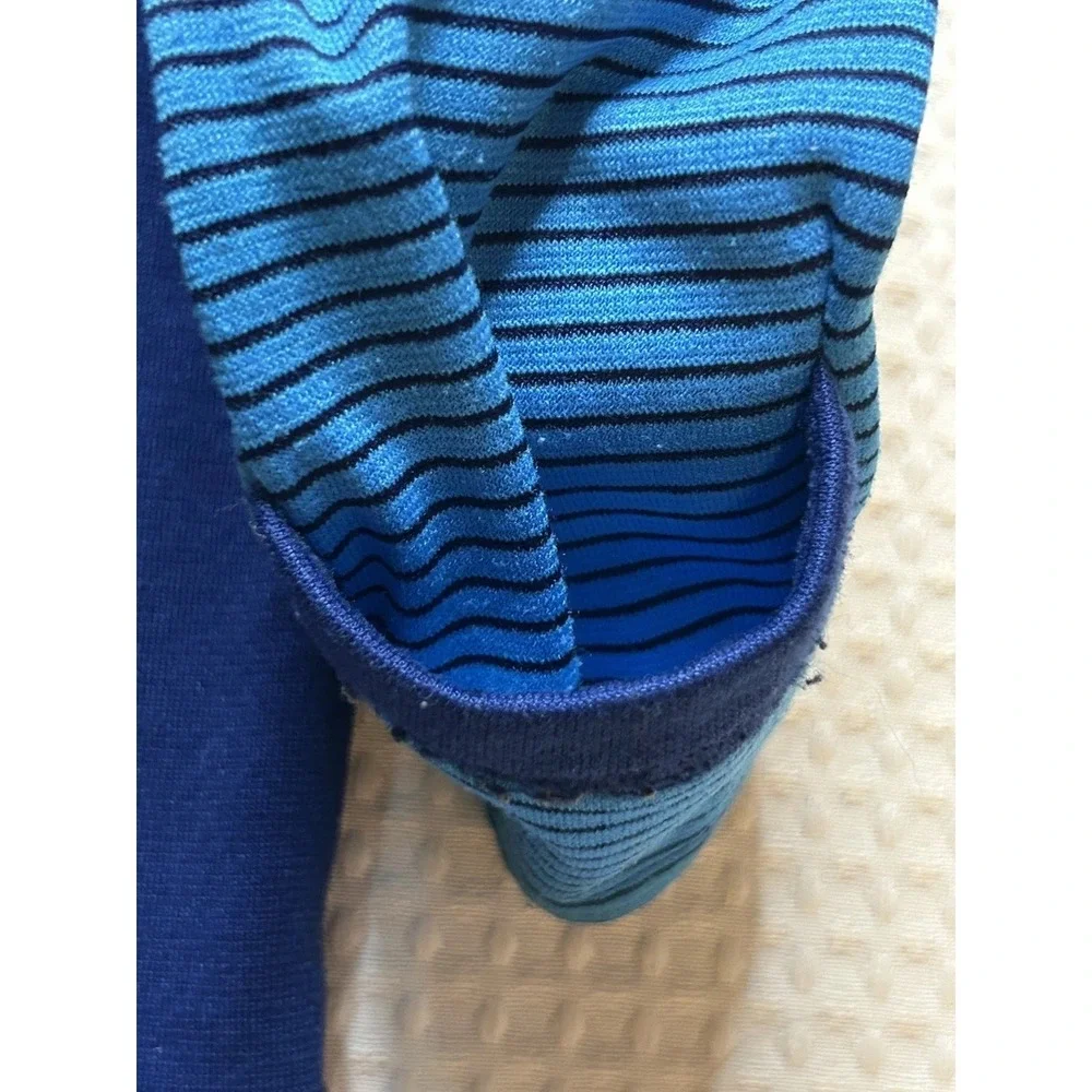 Patagonia Baby One Piece Capilene Blue Striped Long Sleeve Bodysuit 6 - 12 Month